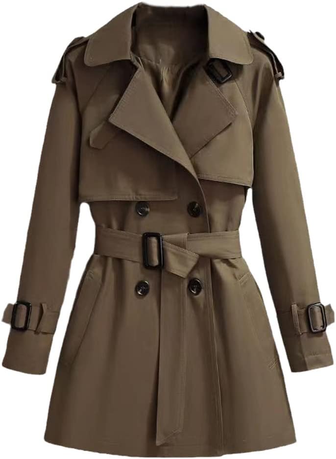 YTR6TW Spring And Autumn Mid-Length Women's Trench British Temperament Slim Fit And Thin Jacket Casual Trench Coat