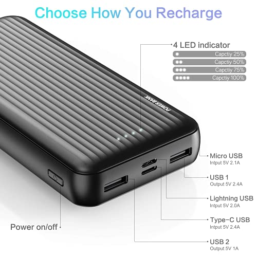 Power Bank 20000mAh Portable Charger,High Capacity Power Banks with 3