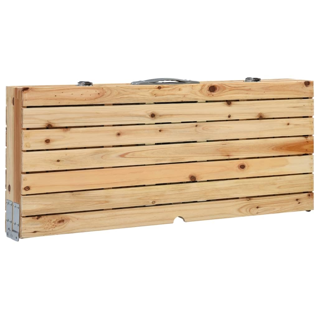 Klappbarer Campingtisch mit 4 Sitzen Stahl Aluminium | Tannenholz Tischplatte, Schirmloch, Koffer-Design für einfachen Transport, tragbar für Garten und Camping