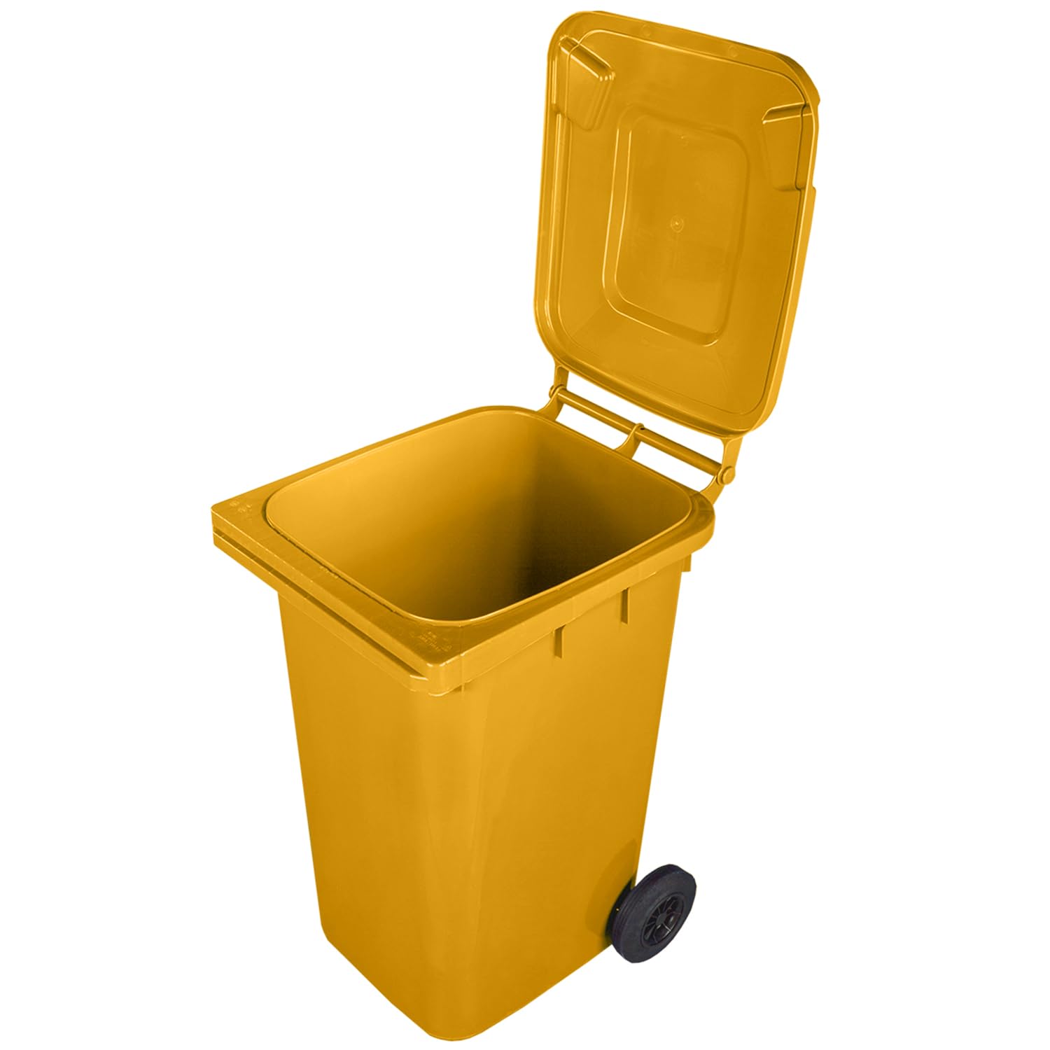 Jestic Cubo de basura 120 240 para basura basura con ruedas de goma silenciosas para recogida diferenciada, reciclaje interior exterior EN840 (240 Litros, Amarillo)