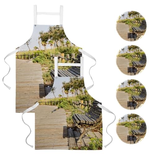 Tablier de serveuse multicolore pour restaurant, bistrot et nettoyage de maison