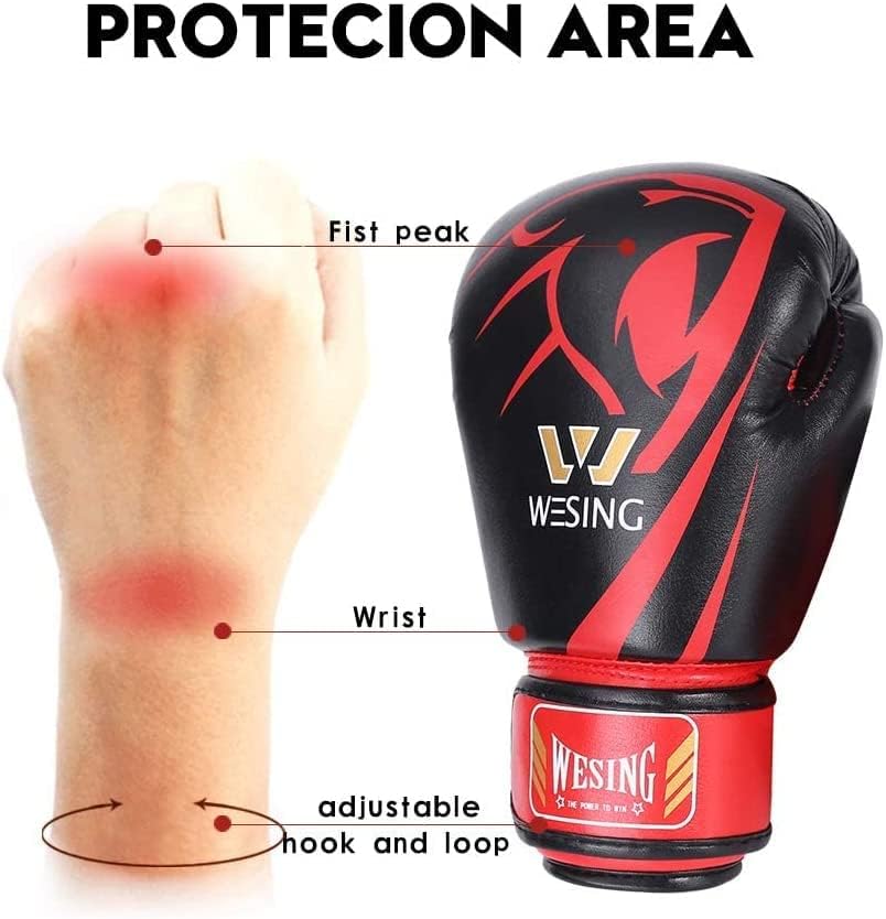 Miniatura 7 de Wesing - Guantes de boxeo profesionales para niños, hombres y mujeres, guantes de boxeo, kickboxing, entrenamiento para adultos y niños