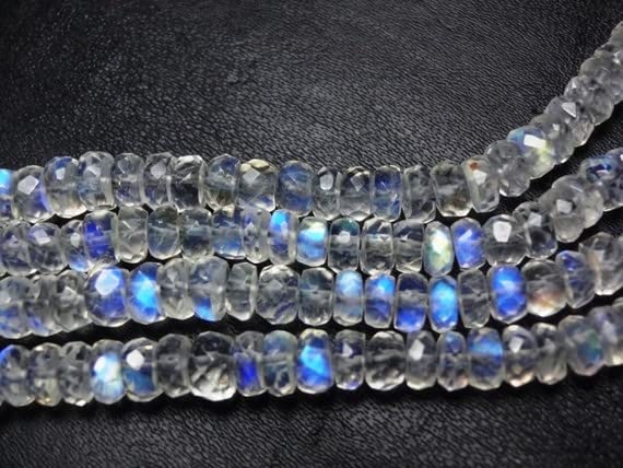 Pierre de lune roundel facet 3.5-4.5mm LKBEADS fil de perles pour bijoux