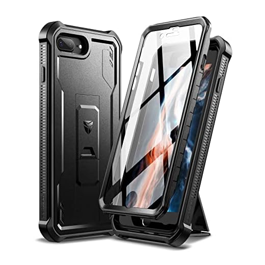 Dexnor pour Coque Apple iPhone 7 Plus/8 Plus, [Protecteur d'écran intégré et Support] Etui de Protection Antichoc Robuste de qualité Militaire pour Apple iPhone 7 Plus/8 Plus - Noir