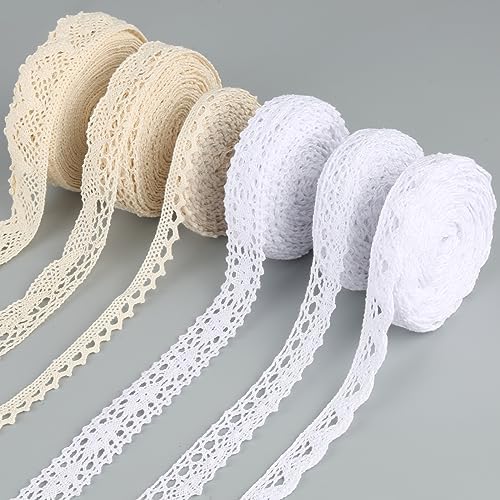 Lace Ribbon, 30 Yards Beige Lace Ribbon Roll Cream Lace Trim Cotton ...