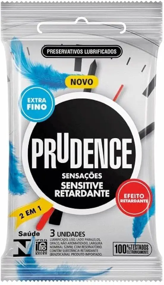 Prudence Preservativo Lubrificado Sensitive Retardante Leve 8 Pague 6 Unidades