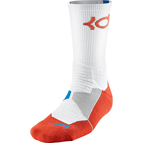 Nike KD Hyper Elite Basketball Crew Socks (Dri-FIT) (S, WHITE/TEAM ORANGE/PHOTO BLUE/TEAM ORANGE)