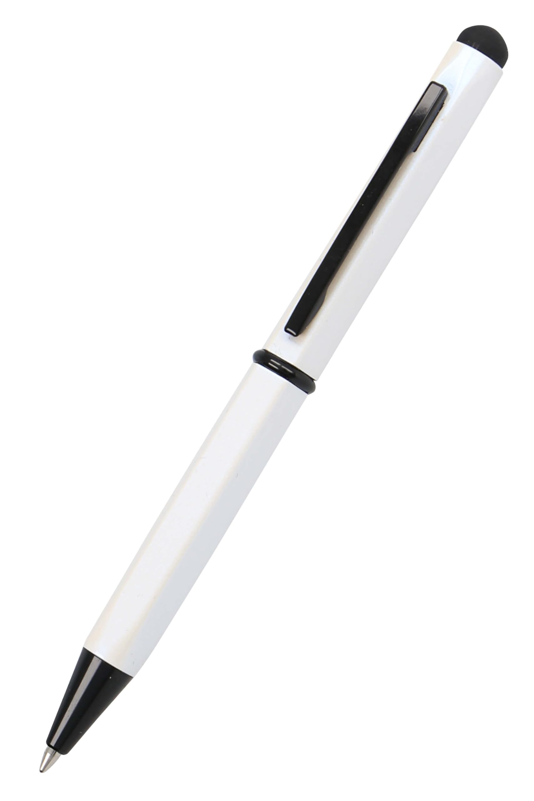 Unlinene Hexagon Ballpoint Pen White Aluminium Hexagonal Ballpoint Pen Interchangeable D1 Refill Blue Ink with Stylus