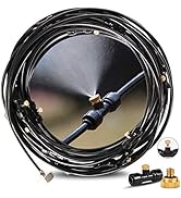 Misting System 49.2FT (15M), 32.8FT Misting Line + 16.4FT DIY + 12 Brass Mist Nozzles + 8 Brass A...