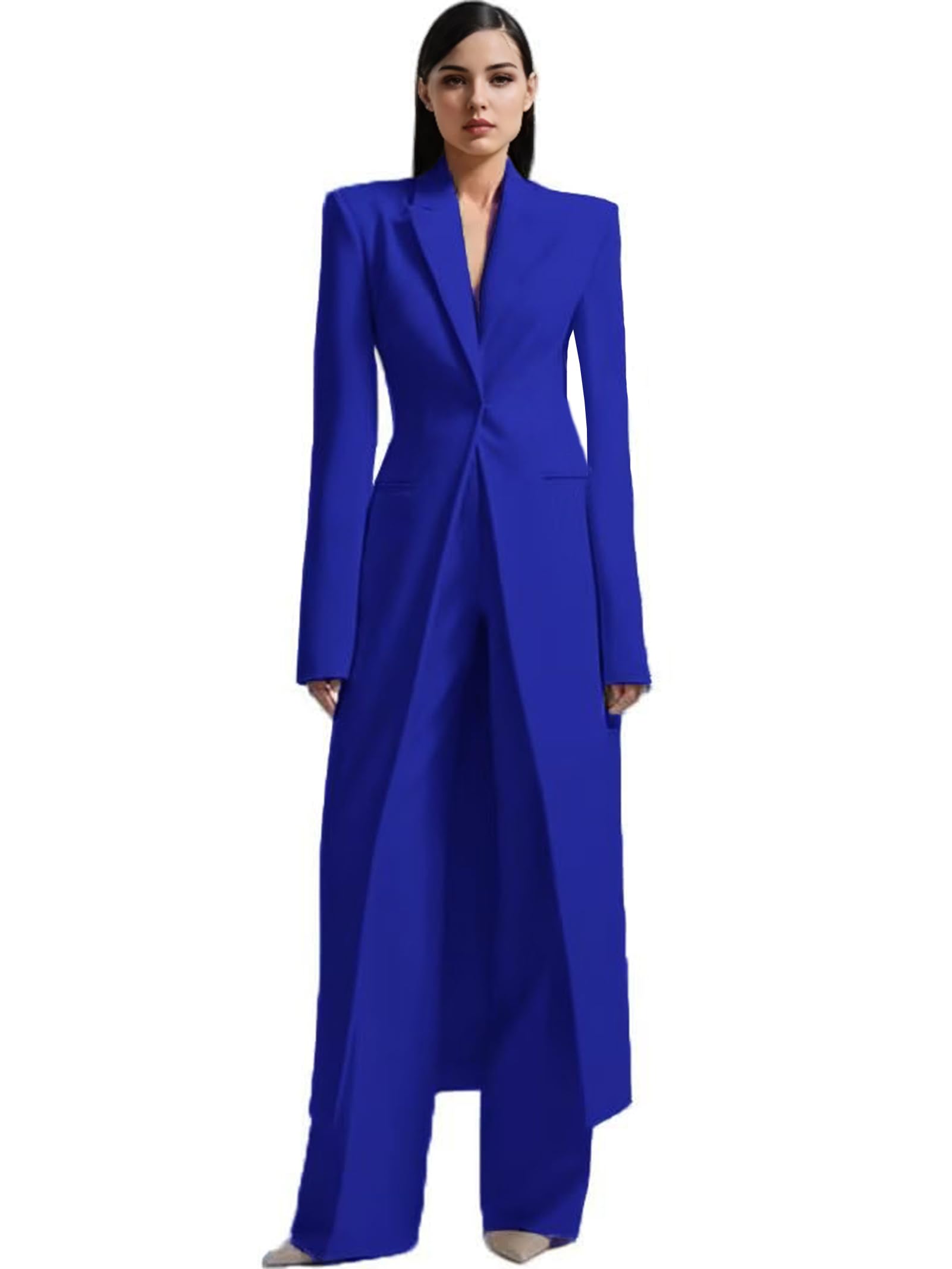 TIANMEI Womens Suit Slim Fit Tuxedo for Women Casual 2 Pieces Blazer Dress Set Long Ladies Formal Wedding