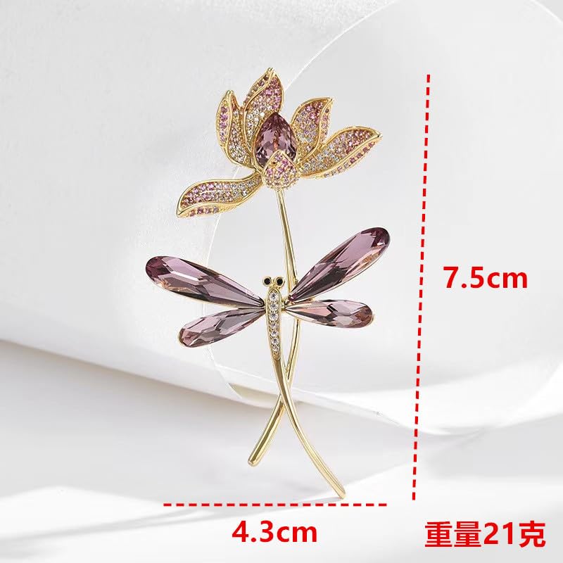 Image of Elegant Floral Brooch Pins for Women, Sweater Shawl Silk Cardigan Lapel Pins, Cardigan Jewelry Suit Shirt Accessory with Crystal CZ Flowers Brooches Pins for Women