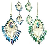 Metal Peacock Christmas Decor, Xmas Handcraft Acrylic Crystal Peacock Hanging Ornament Indoor Home D