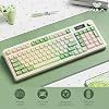 Teclado inalámbrico AULA S99 Pro con pantalla y perilla multimedia, tri-modo Bluetooth/2.4G/USB-C, cremoso con teclas macro numéricas, para PC gamer - verde 4