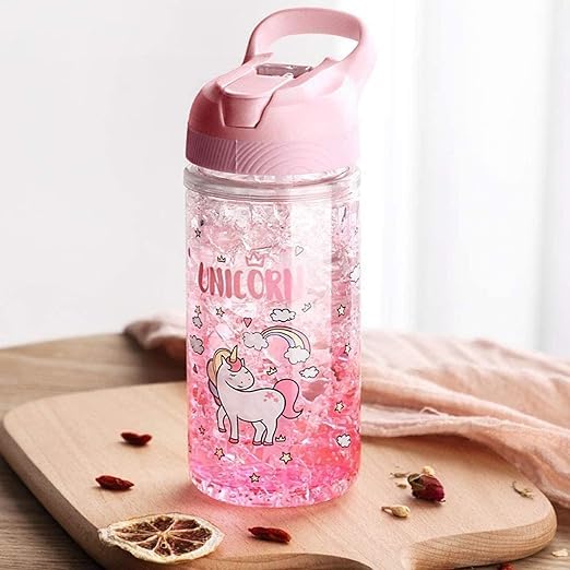 Water Bottles for School, Unicorn Bottle with Straw and Safety lock, 400ML/13.5oz Kids Bottle,Drinking Bottle for Boys and Girls Child, Indoor Outdoor (1)