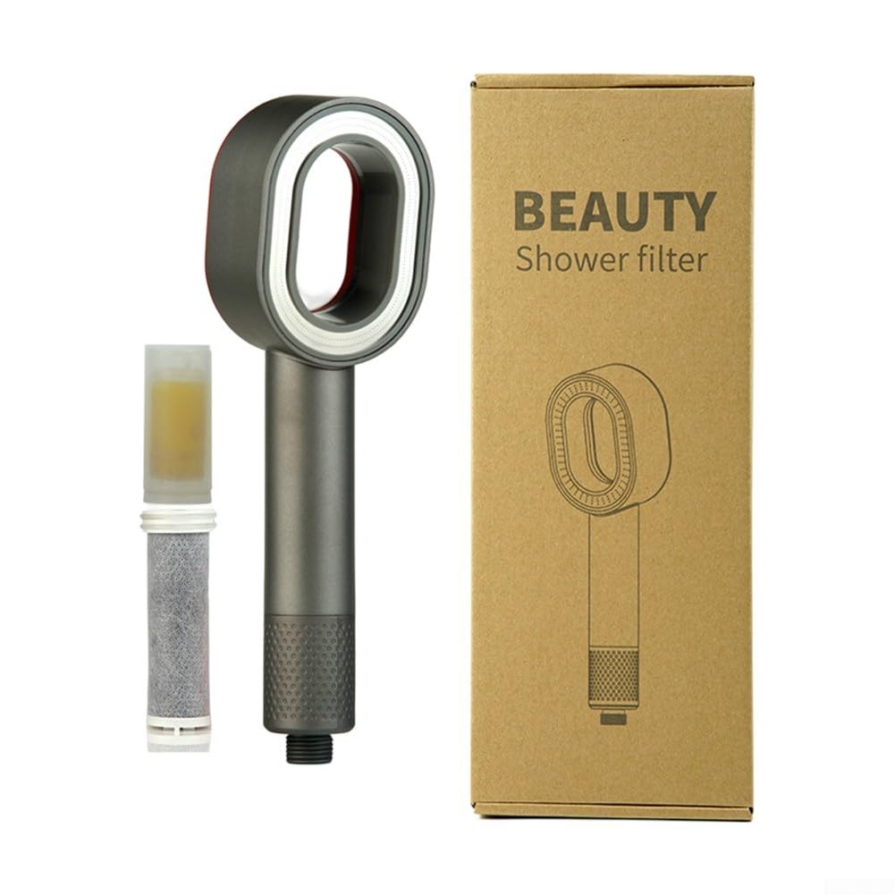 Cabezal de ducha ABS para aromaterapia con filtración incorporada, elimina impurezas, limita la cal y mantiene un flujo fuerte, refuerzo de alta presión, simple (gris)