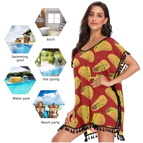 Exnundod Women Swimsuit Cover Up Cowboy Boots Pattern Tassel Beach Bathing Suit for Swimwear Bikini Dress2