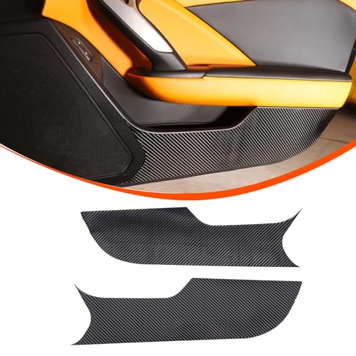 Car Side Door Anti Kick Pad Carbon Fibre Sticker for Chevy Corvette C7 Accessories, Cab Side Door Panel Anti Kick Mat, Door Anti Kick Panel Protector Guard Cover Trim, Fits 2014-2019
