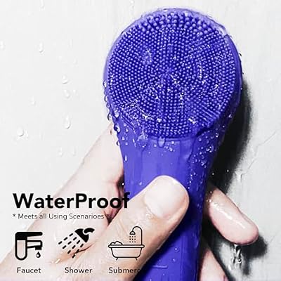 NagraCoola CLIE Facial Cleansing Brush, Waterproof and Rechargeable Face Scrub Brush for Men & Women, Cleansing, Exfoliating and Massaging, Electric Face Scrubber - Blue