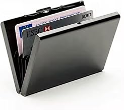 Card Holder Wallets for Men & Women Use Slim Stainless Steel Credit Protector Holding Debit ATM Multi Business Card Protector Portable Waterproof 6 Slot (Black)
