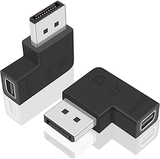 Poyiccot Displayport to Mini Displayport Adapter, DP to Mini DP Adapter, 8K@60Hz 90 Degree DP 1.4 to mDP 1.2 Extension Adapter, 2Pack (Left Angle)