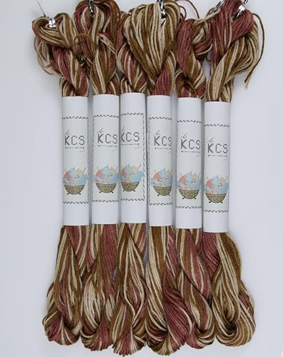 Image of KCS Big skeins of 25 Meters Size 25 Color Variegated Cross Stitch Stranded Threads,6 skeins,4140