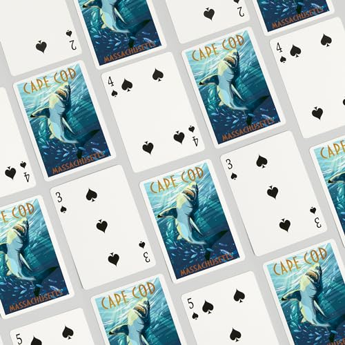 Baraja de 52 cartas tamaño póker Cape Cod Great White Shark miniatura 4