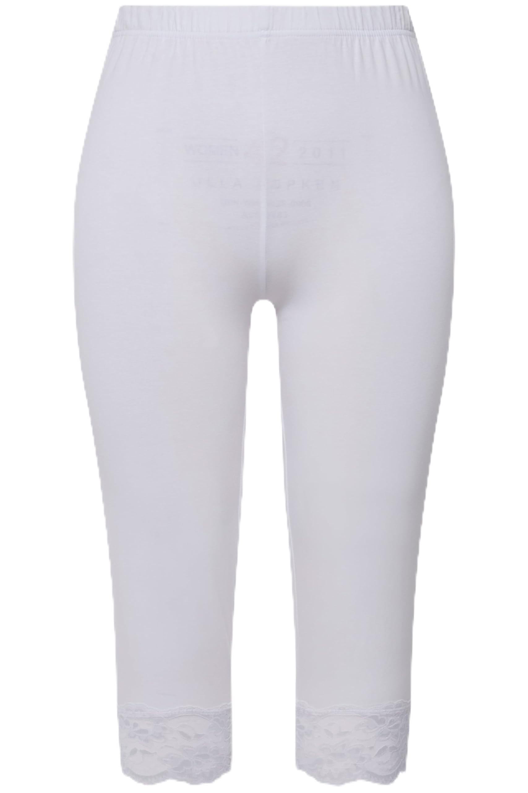 Ulla Popken Damen große Größen Übergrößen Plus Size Capri, elastischer Spitzensaum 794681