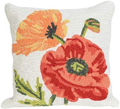 Liora Manne Frontporch Indoor/Outdoor Pillow, 18" Square, Icelandic Poppies