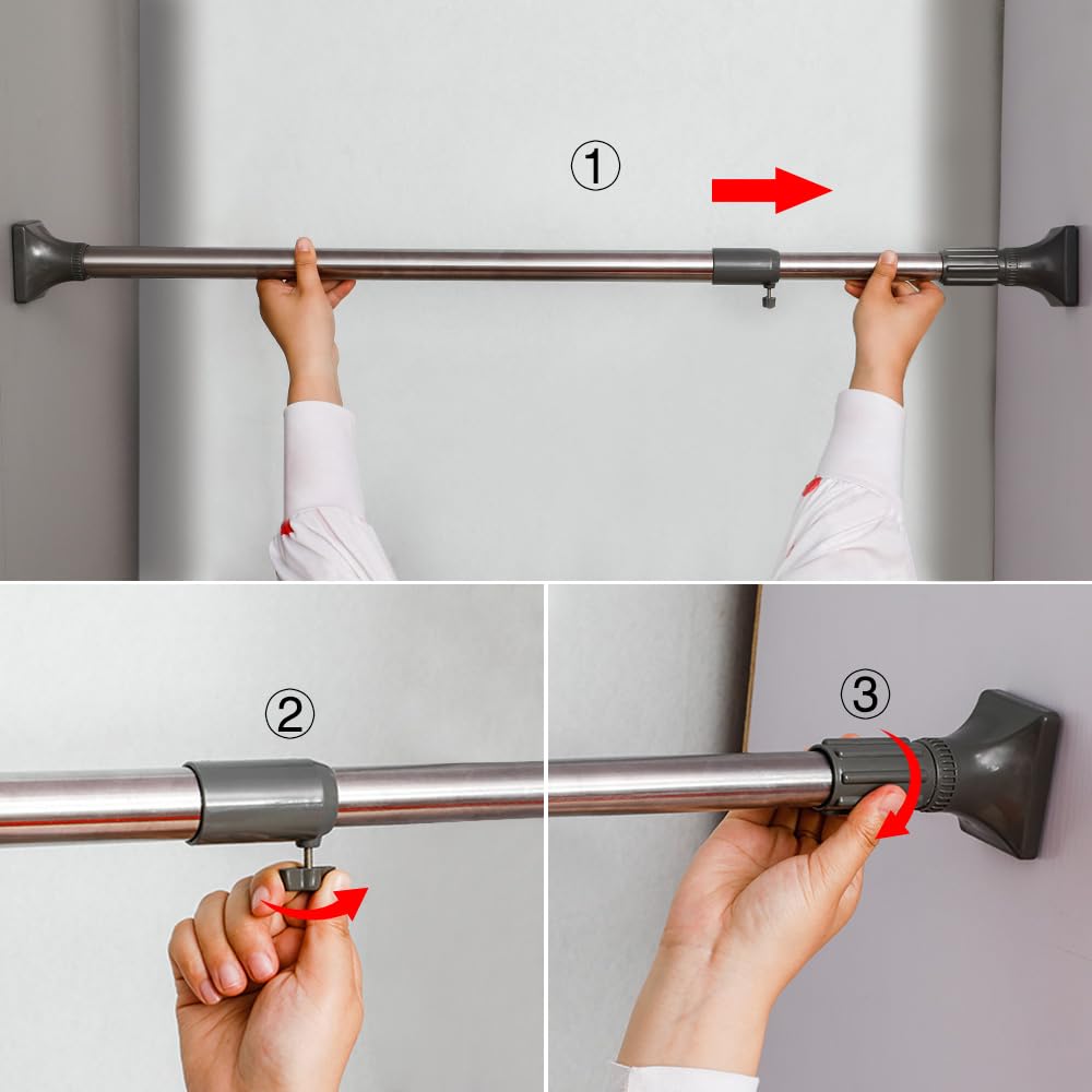 Hershii Dusche Teleskopstange ohne Bohren Fensterstangen mit Spannung Verstellbare Duschvorhangstange 114.5-170cm, Ø 29,4/25,4mm, rostfreier Stahl, für ihre Gardinen, Garderobe, Trennwand und Balkon