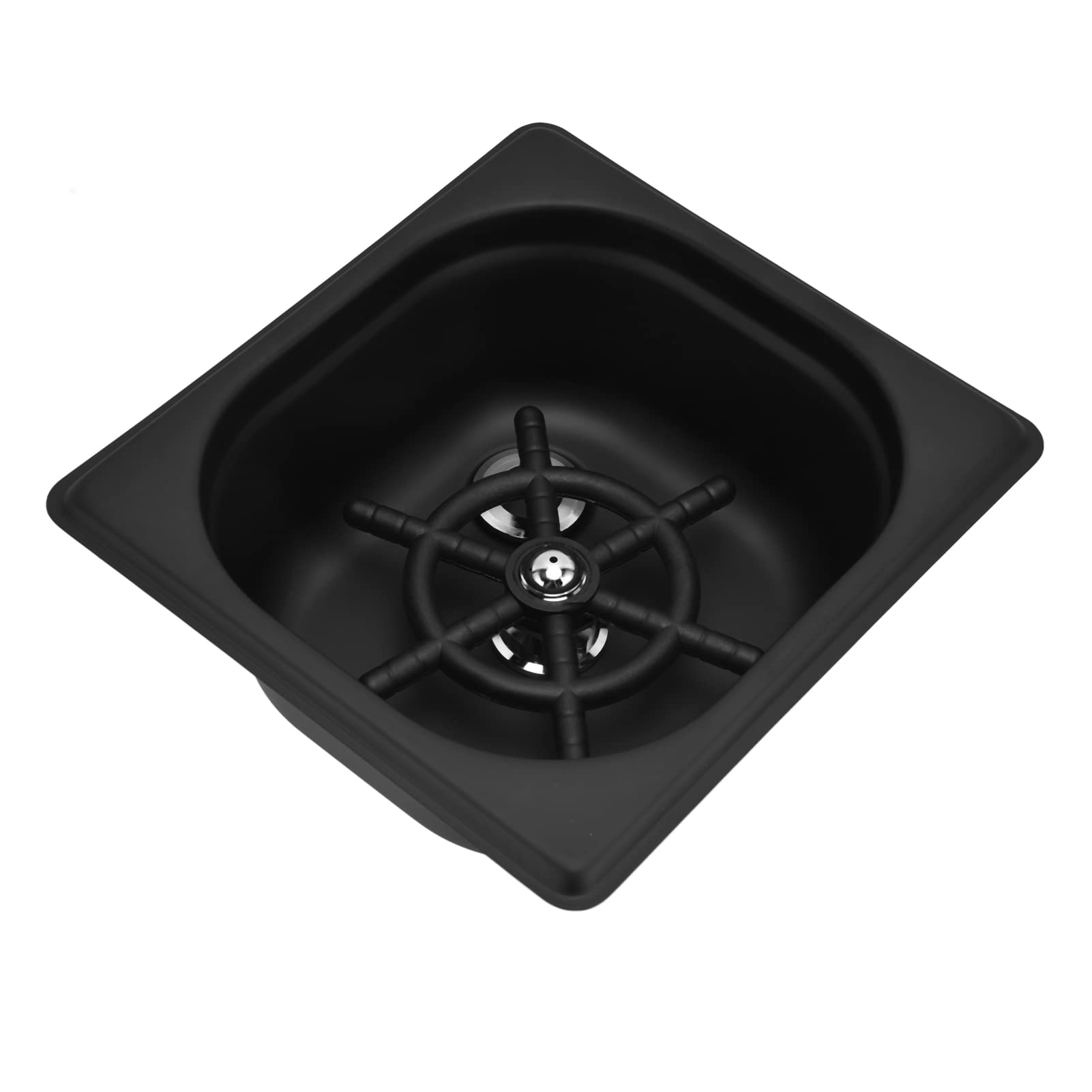 Risciacquatore automatico per bicchieri in acciaio inox, lavabicchieri per bar, pub e ristoranti, risciacquatore a incasso con getti d’acqua multiangolari, ideale per caffetterie e (Nera)