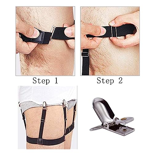 Skinny Belts, 1 Pair Stays Belt with Non-Slip Locking Clips Keep Shirt Tucked Leg Thigh Suspender Garters4