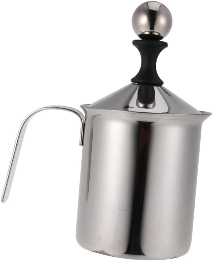 Stainless Steel Manual Milk Frother 400ml Milk Double Mesh Easy Foam Maker