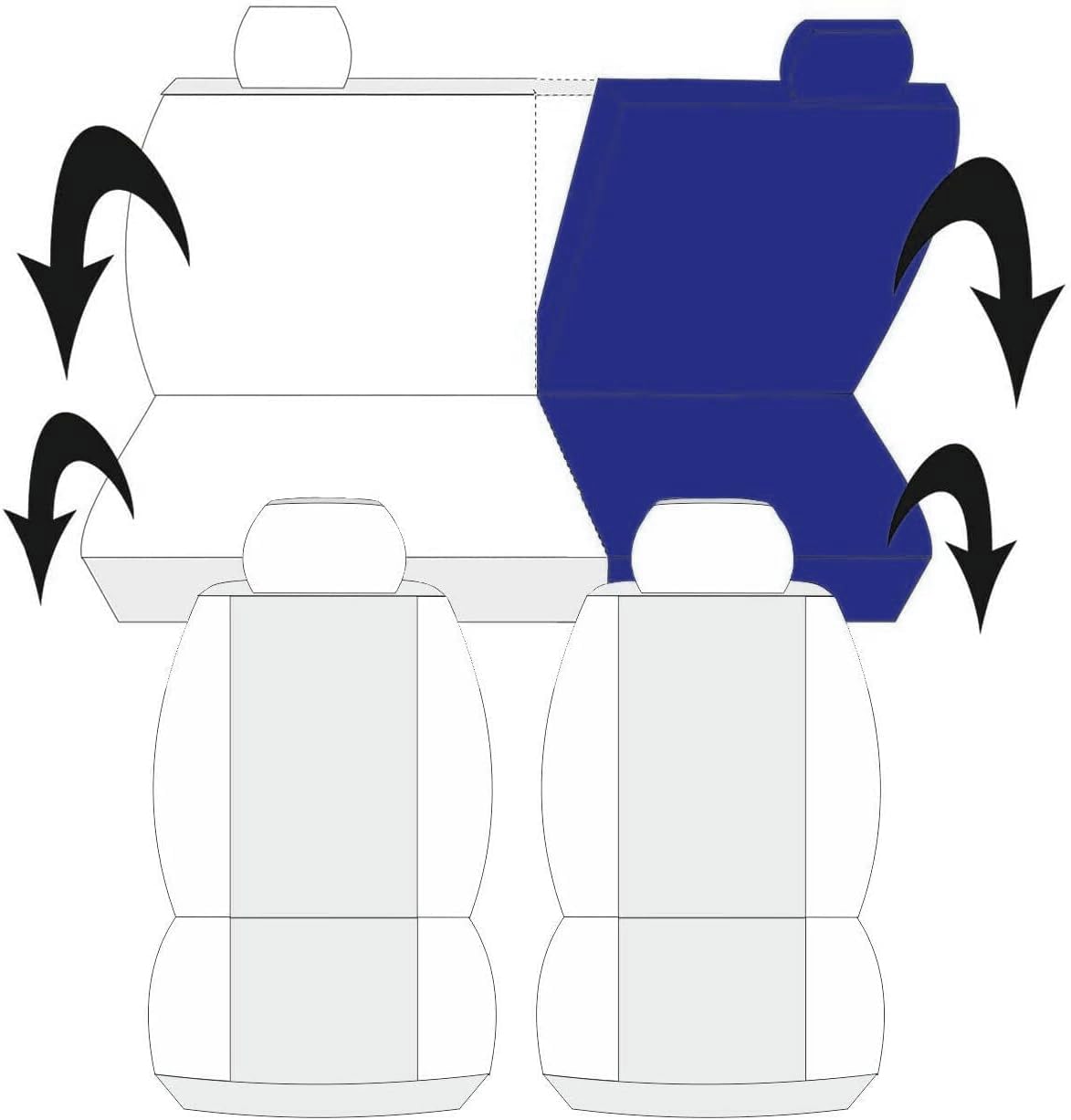 Susy Shop Housses de sièges compatibles pour C1 avec dossiers arrière divisés à 50/50 - Housses de sièges avant avec appuie-tête inclus, Housses pour sièges de voiture (Noir - Blanc) MADE IN ITALY
