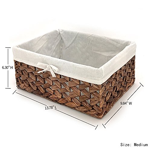 Rectangular Woven Seagrass Storage Bins With Handle,Kingwillow. (Water Hyacinth, Medium) #TOP1