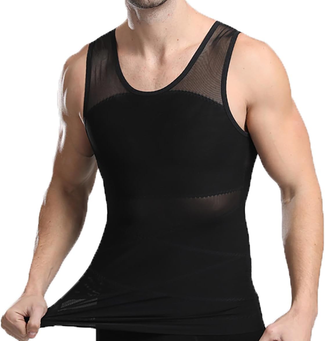 HANERDUN Mens Compression Shirt Slimming Body Shaper Vest Workout Tank Tops Abs Abdomen Undershirts