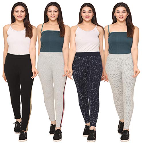 Image of SHAUN Women Free Size (Waist Size-26-34 inch) Stretchable Jegging (Length 37-39 inch Pack of 4)