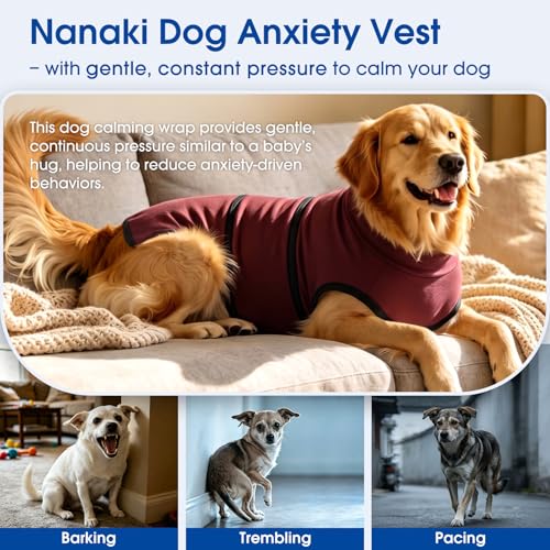 Image of Nanaki Snug Anxiety Compression Shirt for Dogs from Storms & Fireworks | Gentle pressure,Reflective strip,Adjustable,Peaceful sleep & grooming,Ease separation anxiety,for storm,fireworks,loud noise
