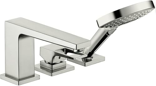 hansgrohe Metropol 74554821 - Juego de grifo de bañera independiente con 1 manija y 13 pulgadas de ancho en níquel cepillado disponible en Yaxa Guatemala
