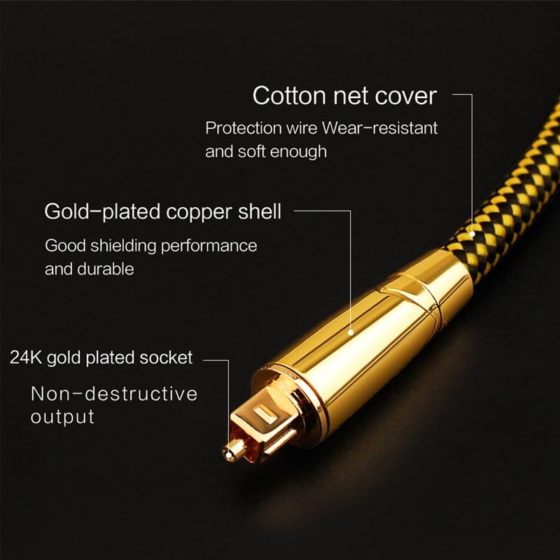 Cables de audio y vídeo digitales de fibra óptica de cobre libre de oxiácidos for audiófilos, HIFI, DTS, entusiastas del sonido 7.1 for amplificadores(1.5 Meters)
