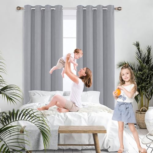 Rideau occultant 100% thermique isolant 50x110 cm gris clair avec oeillets - 6