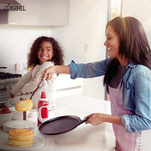 Cast Iron Round Griddle Pan - 10.5"-inch / 26.67cm Flat Skillet Crepe Maker + Silicone Handle Cover - Pre-Seasoned Oven Safe Cookware - Indoor/Outdoor - Grill, Stove Top and Induction Safe - Image 5