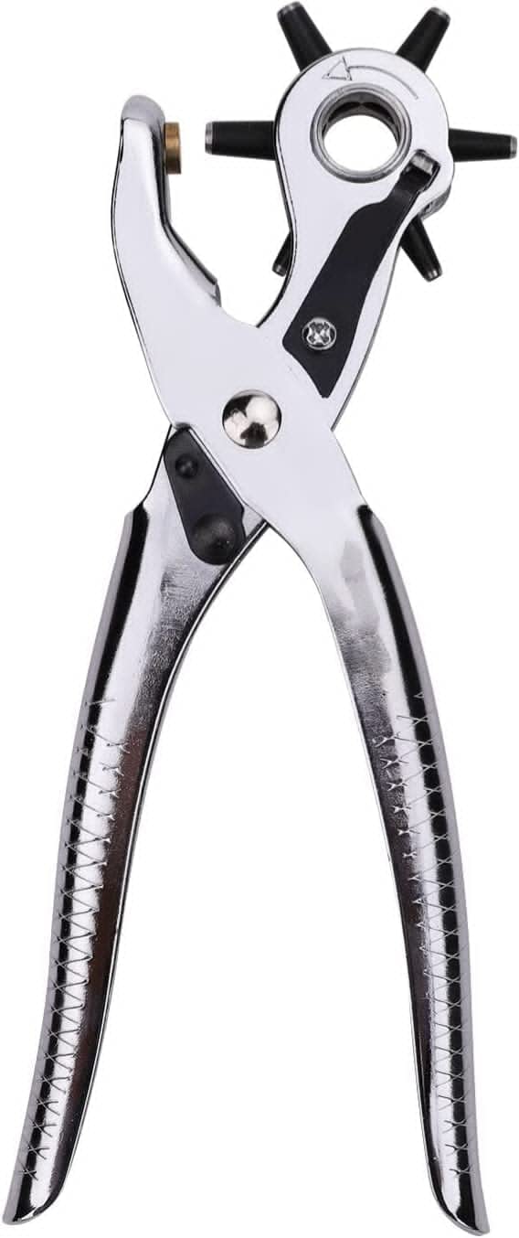 Metal Hole Punch Pliers Repair Tool/Multi Tools for Leather Strap or Waist Belt/Waist Band, Belt Punching Machine with Multiple Hole Sizes (Color: Silver)-image-12