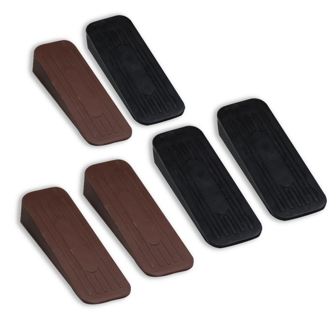 ALP Heavy Duty Anti|Non Slip Rubber Door Stoppers with Doors Powerful Gripping Work of Any Surface for Home, Offices, Warehouses & Classrooms Door Bottom Seal (3 Black & 3 Brown Door Stopper) (B0CMQN1BYG) Amazon Price History, Amazon Price Tracker