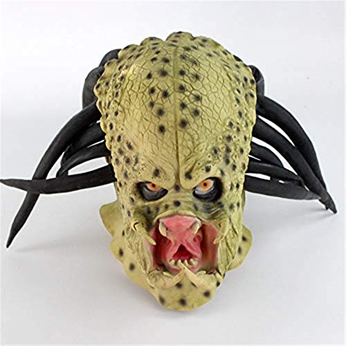 CHYIALatex Movie Alien Predator Cosplay Mask Costume Helmet Props Antenna Halloween Party Horror