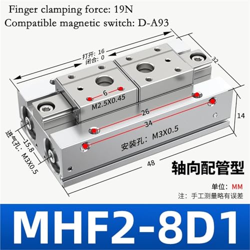 Pince pneumatique parallele MHF2-8D1 pour serrage de precision