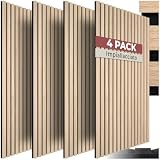 tectake® Set di 4 Pannelli Acustici Effetto Legno, 110 x 50 x 1,8 cm, Pannelli Fonoassorbenti Decorativi per Pareti, Set x4 Pannello Fonoassorbente Soffitto, 4 pz Pannello Murale - Rovere Chiaro