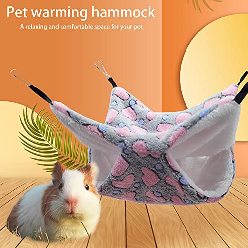 SOBW Hängematte Höhle 2 Ebenen Hängendes Bett Flauschige Hängebett Käfig Kleintierebett Intellektuelles Spielzeug mit Haken for Ratte Chinchillas Totoro Hamster Frettchen Mäuse Nager