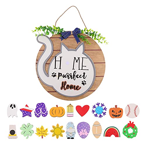 Linsition Signe de Bienvenue, Plaque de Bienvenue Ronde en Bois, Wall Decor Bienvenue Tag, pour Les Magasins, Les Salons, Les Jardins, Les Cafés, Les Bars, Les Clubs, etc