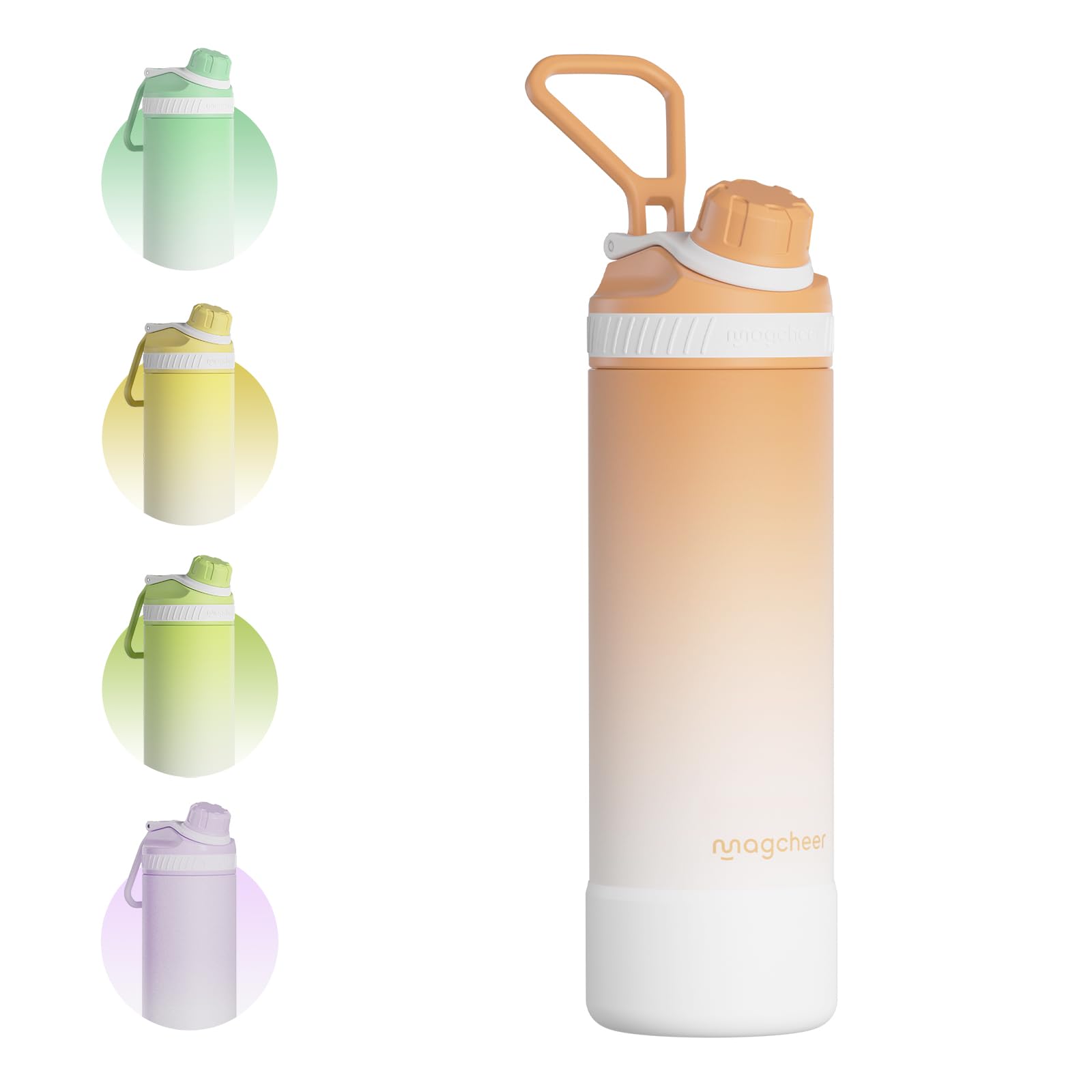 Mgacheer 750ml Insulated Metal Water Bottle with Spout Lid（Peach）