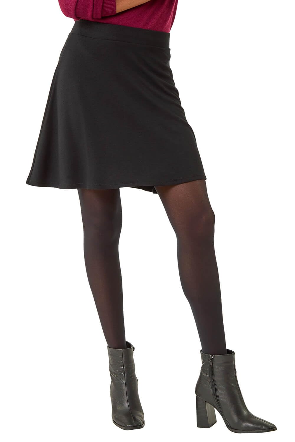 Roman Women's Black Pull On Stretch Skater Skirt In | : Size 14